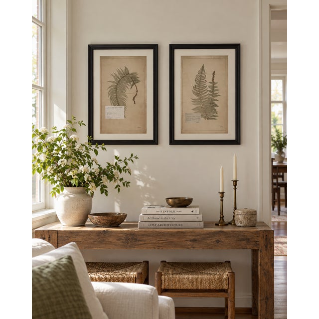 Contemporary Pair of Framed Swiss Herbarium Fern Facsimile Prints, 1948 & 1953 Specimens For Sale - Image 3 of 9