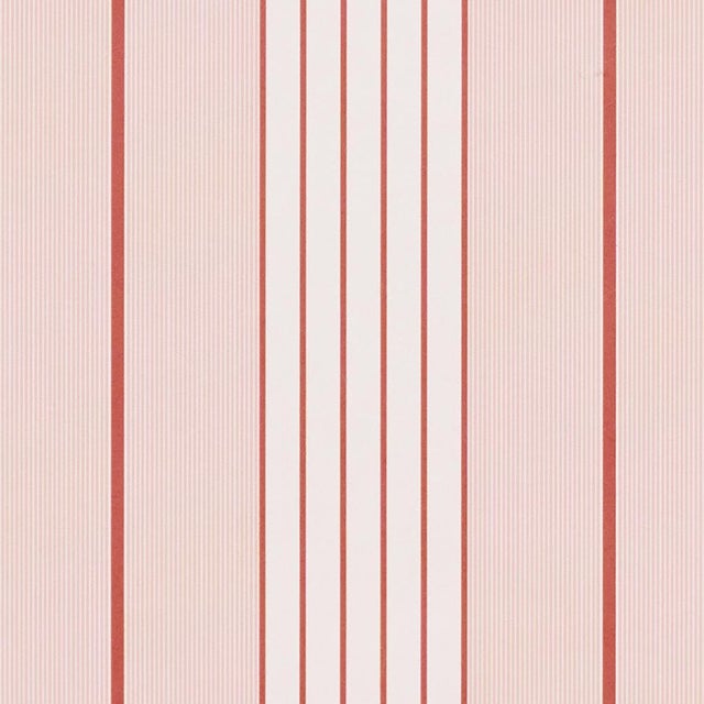 Traditional Schumacher Audrey Stripe Wallcovering In Pink For Sale - Image 3 of 6