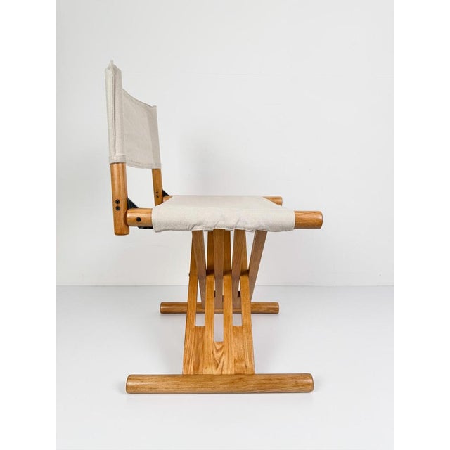 Wood Mid-Century Modern Italian Folding Chair in Beechwood and Raw Cotton Canvas, 1970s For Sale - Image 7 of 18