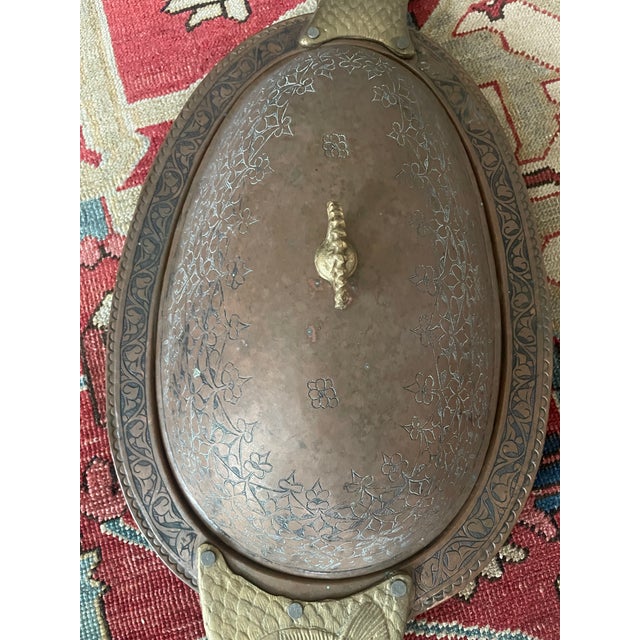 1960s Vintage Copper and Brass Covered Fish Platter For Sale - Image 5 of 8