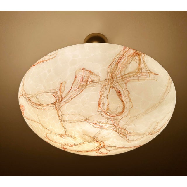 Gold Art Deco Pendant Light in Amber Marble Glass, 1930s For Sale - Image 8 of 15