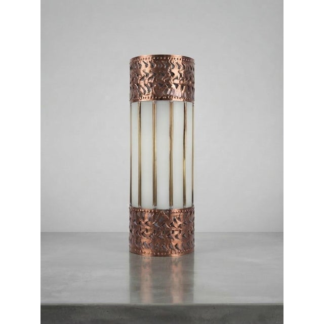 Fluted Glass & Aged Brass Wall Sconce For Sale - Image 4 of 5
