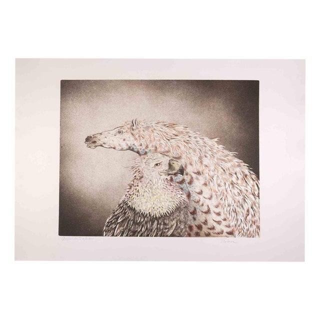 Benito Trolese, Eagle and Horse, 1990s, Etching For Sale