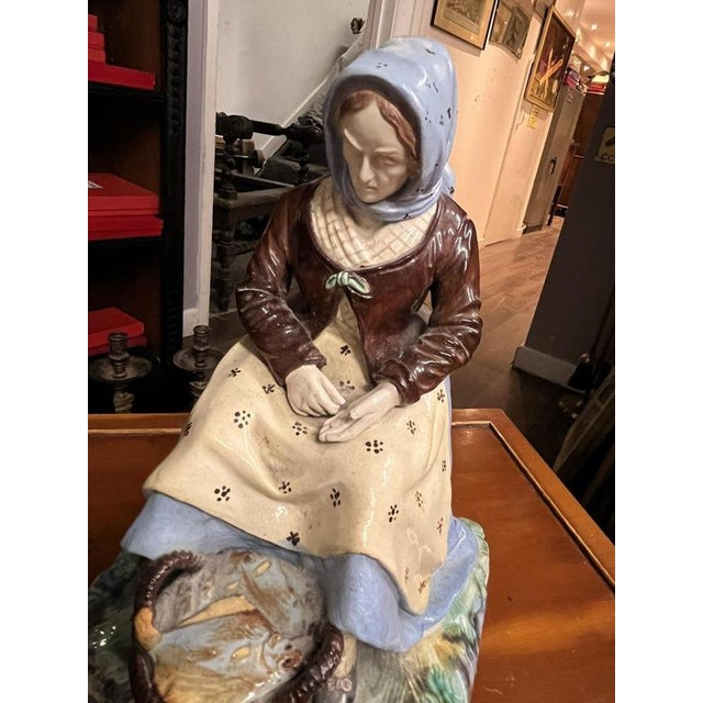 Majolica Fisherman and His Wife Figurine For Sale - Image 7 of 11