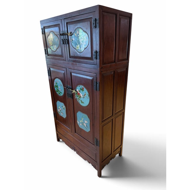 Antique Chinese Rosewood & Cloisonné Enamel Compound Cabinet For Sale - Image 4 of 12