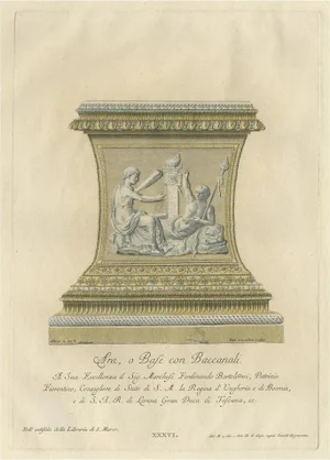 Bartolomeo Crivellari, Large Ornamental Bacchic Altar or Pedestal, 1740, Engraving on Paper
