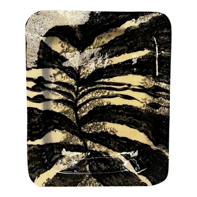 Organic Studio Art Pottery Black and White Ceramic Platter Styled After James Tower For Sale
