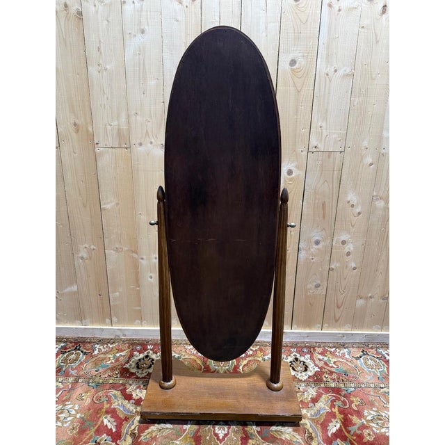 Wood Art Deco Cheval Glass and Beveled Glass Mirror For Sale - Image 7 of 9