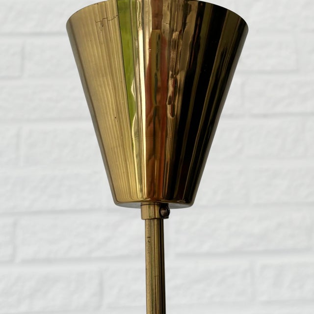 Metal Scandinavian Modern Chandelier in Brass and Glass with Three Arms, Sweden, 1960s For Sale - Image 7 of 8