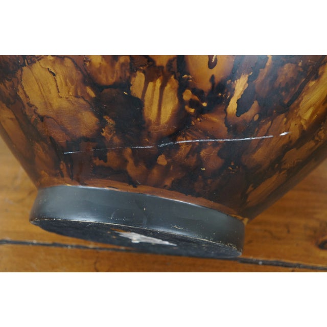 Late 20th Century Adelina Mottled Marbled Gold Amber Brown Bulbous Vase Urn Centerpiece For Sale - Image 11 of 12