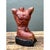 This wood sculpture presents a fragmented male torso, carved with confident anatomical precision from a single block of...