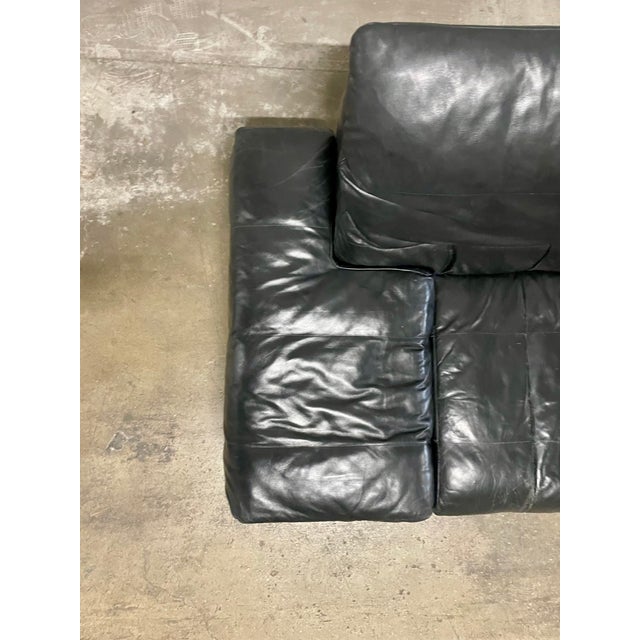 Black Leather Three-Seater Sofa RB 3400 by Rolf Benz, Germany, 1980s For Sale - Image 8 of 10