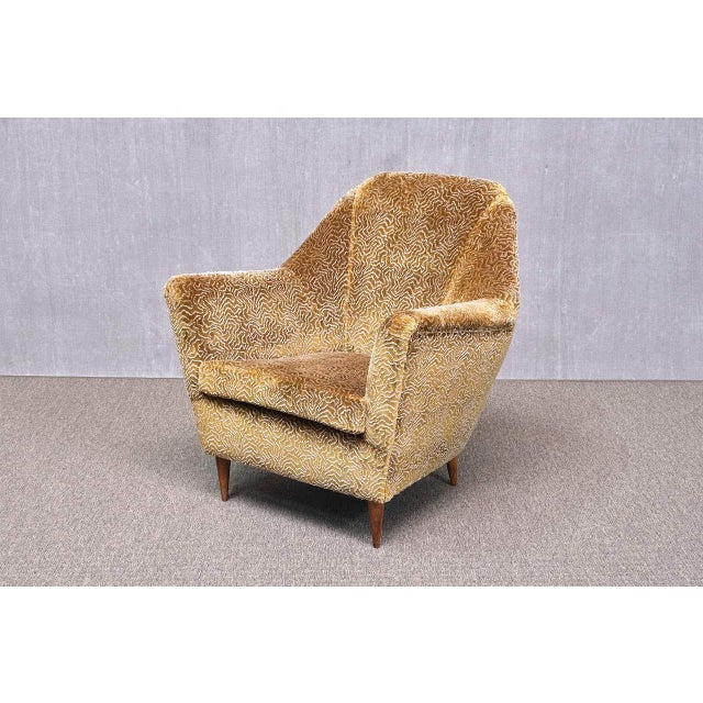 Bronze Patterned Velvet Armchair attributed to Ariberto Colombo, Italy, 1950s For Sale - Image 13 of 17