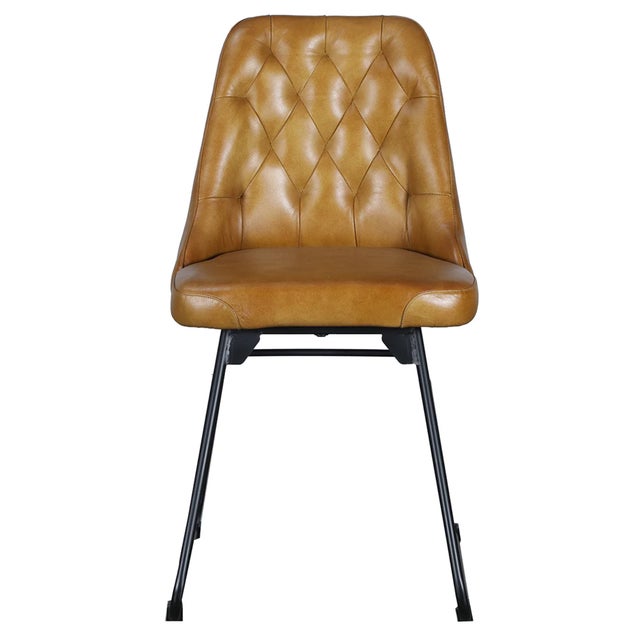 Matthew Izzo Home Verona Iron and Tufted Vintage Leather Chair For Sale In New York - Image 6 of 6