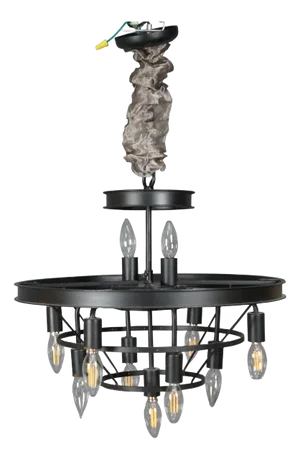 Modern Black Iron Spanish Tuscan Farmhouse Style 11 Light Chandelier