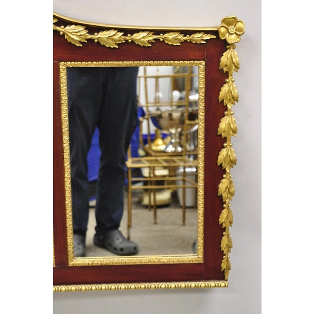 Antique American Federal Gilt Carved Overmantle Triple Mirror With Gold Eagle For Sale - Image 11 of 12