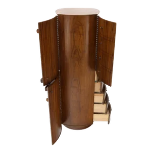 Unusual Double Sided Swivel Cylinder Shape Dresser Cheval Mirror Combo Cabinet