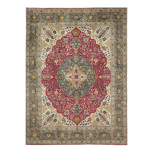 1960s Old Persian Tabriz Area Rug 10 X 12 For Sale