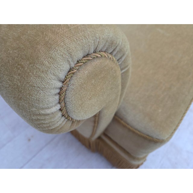 Wood Danish Oak Three-Seater Sofa with Velour Upholstery, 1970s For Sale - Image 7 of 18