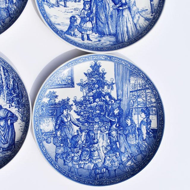 Spode Blue and White Ceramic Christmas Plates Set of 4