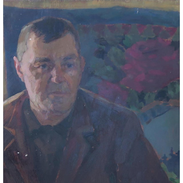 Realism Soviet Man Portrait, Original Oil Painting by Sokolovsky, 1970s 78.5-79 For Sale - Image 3 of 6