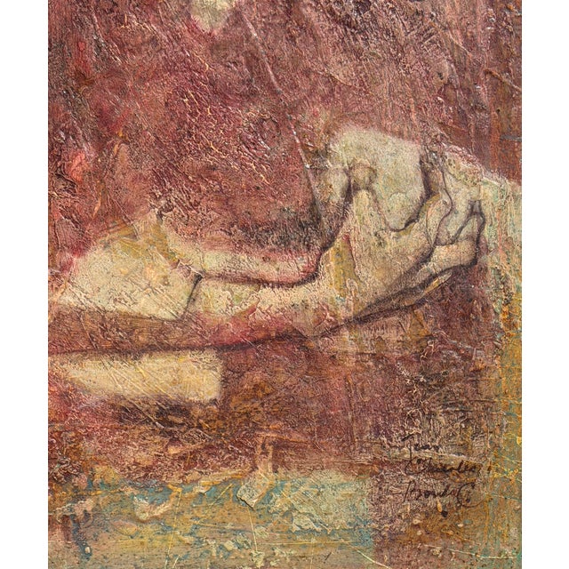 Original Jean-Charles Bouloc Mix Media Portrait Oil Painting