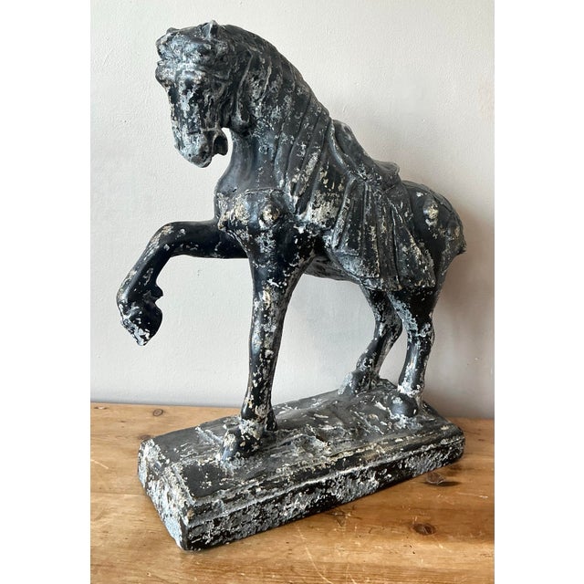 Vintage Cast Concrete Tang Horse For Sale - Image 10 of 12