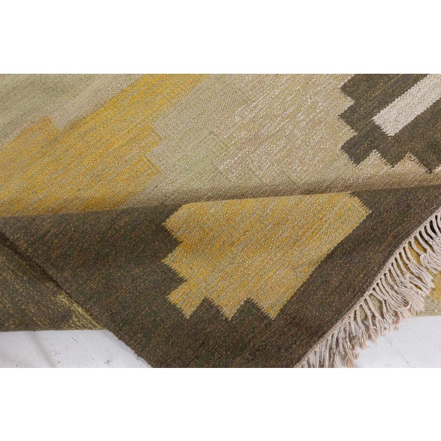 Doris Leslie Blau Vintage Scandinavian Geometric Light Beige Flatweave Wool Rug For Sale - Image 4 of 8