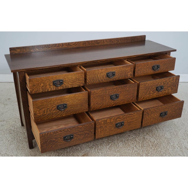 Mission Stickley Mission Oak 9 Drawer Dresser For Sale - Image 3 of 18