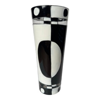 Art Deco Geometric Art Glass Vase Styled After Karl Palda For Sale