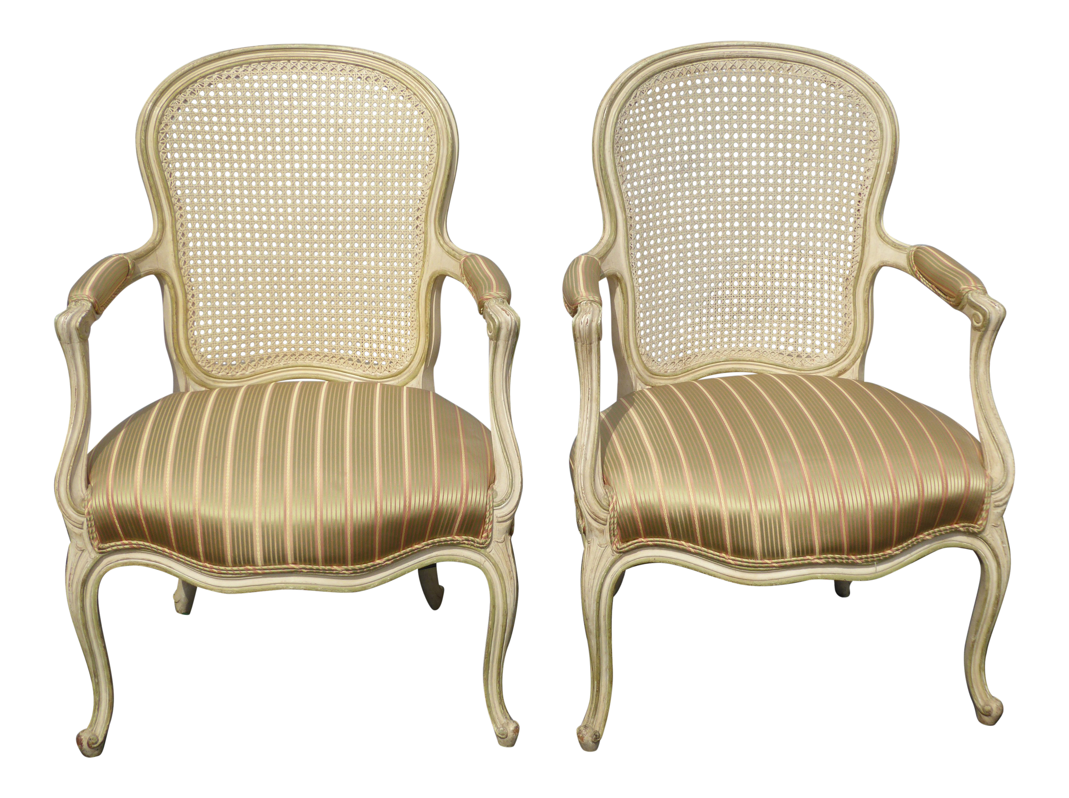 Vintage French Provincial Country Cane Back Arm Chairs - a Pair - image 0