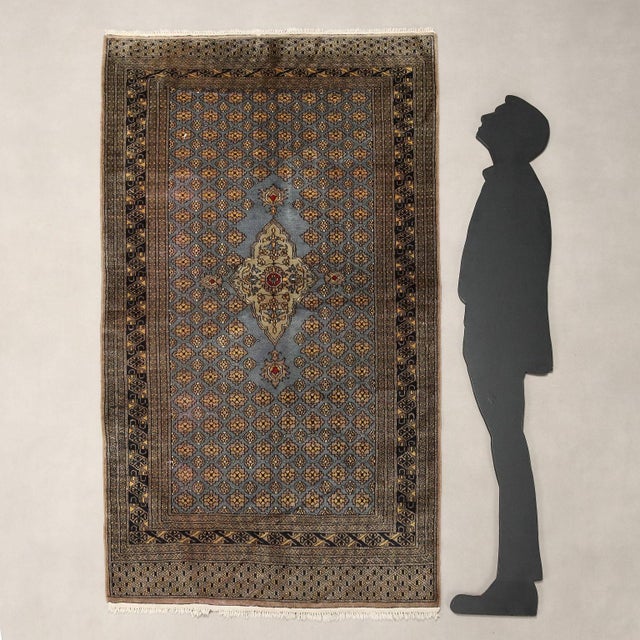 Cashmere rug in cotton and wool with a fine knot; hand-made. This piece is attributed to the mentioned designer/maker. It...