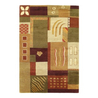 Multi Color Hand Knotted Modern 4'1'' X 6'1'' For Sale