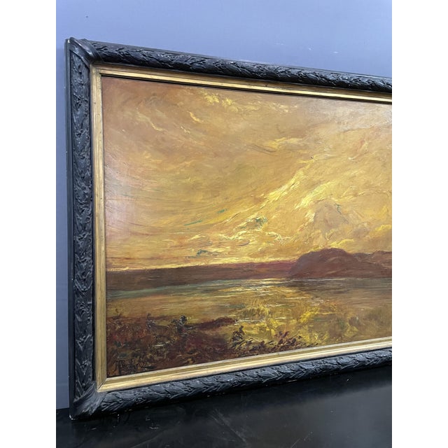 André Albertin (1867-1933) was a painter from Grenoble. This painting depicts the Roche pond, near La Verpillère. Oil on...