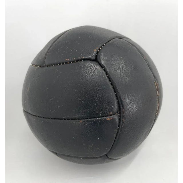 Vintage Black Leather Medicine Ball, 1930s For Sale - Image 6 of 7