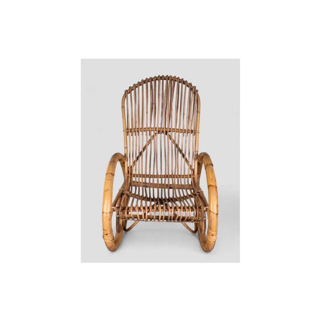 Vintage Bamboo Rocking Chairs. Good condition with normal wear due to age. MEASURES Height 88 cm Width 59 cm Depth 100 cm...