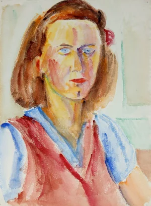 Jennings Tofel Expressionist Female Portrait in Watercolor, Mid 20th Century