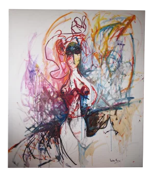 Original Lucho Rossi Large-Scale Abstract Expressionist Female Portrait Acrylic on Canvas Painting