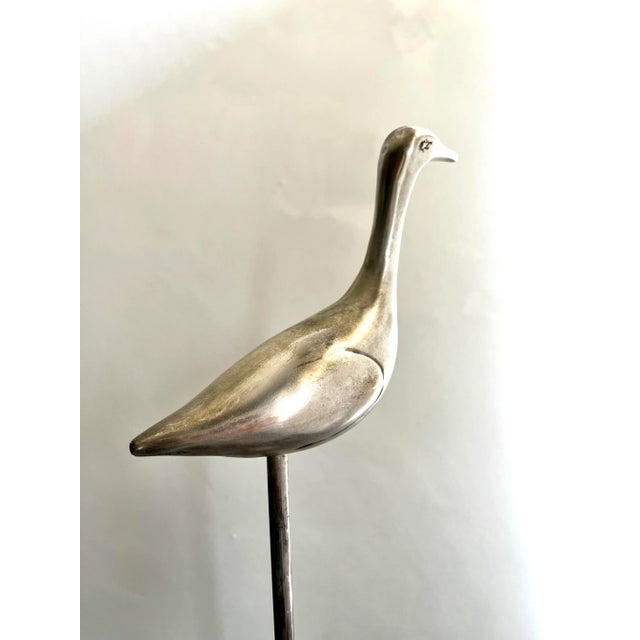 Chrome Mid-Century Chrome Crane Figurine Statue or Hat Stand 18" High For Sale - Image 8 of 13