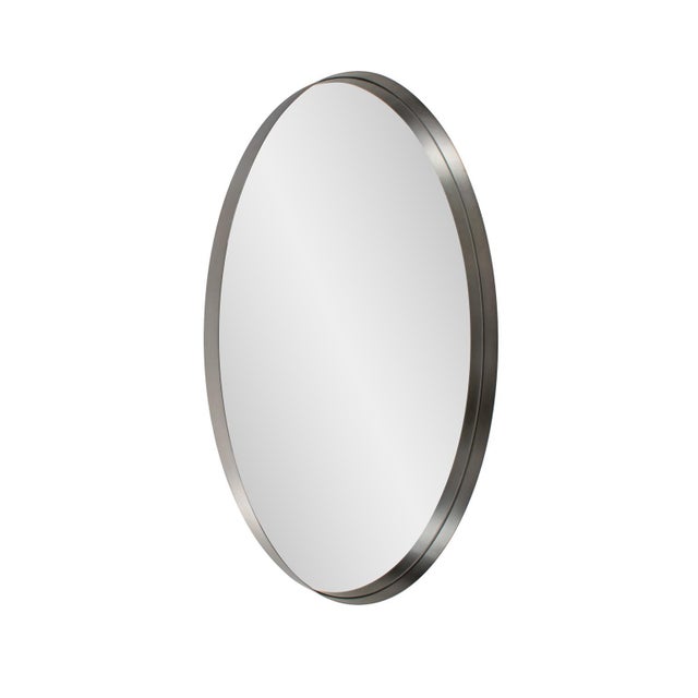 Silver Steele Oval Mirror For Sale - Image 8 of 11