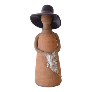 Vintage Studio Pottery Lady With Blue Hat Sculpture