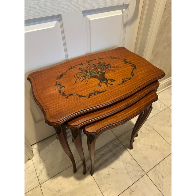 Wood 1940’s Adams Style Nesting Tables For Sale - Image 7 of 9