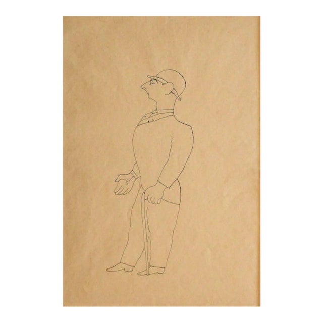 Unknown, Man, China Ink, 1920 For Sale