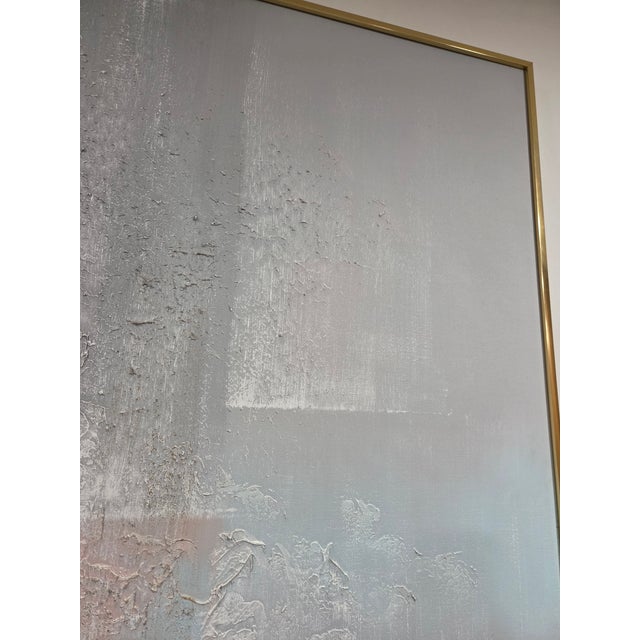 Lee Reynolds Signed Large Abstract Contemporary Painting, Framed, Lilac, Gray For Sale - Image 9 of 17