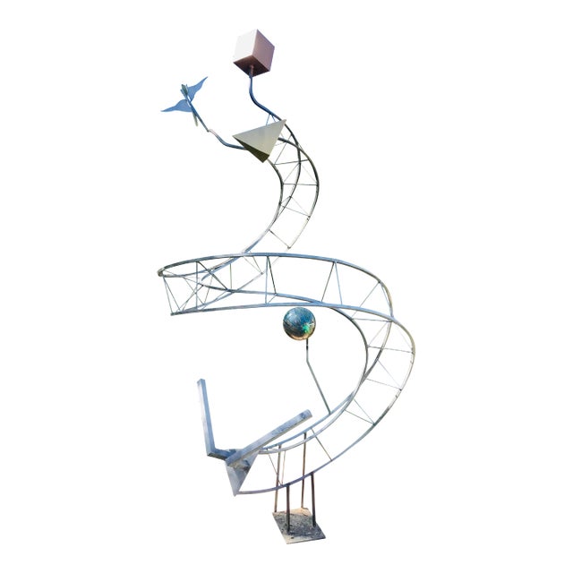 1980s Postmodern Steel Spiral Outdoor Sculpture For Sale