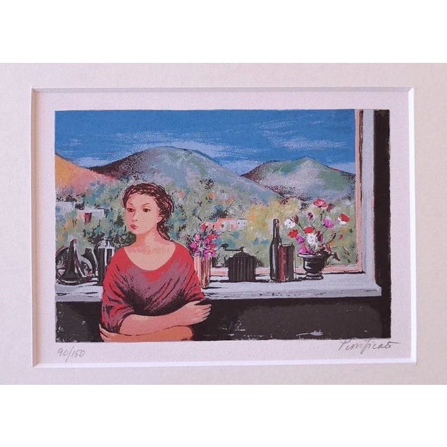 Woman and Panorama is an original screen print, realized by Domenico Purificato. Hand-signed on the lower right, Numbered....