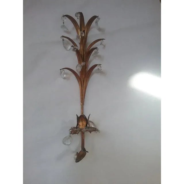 Glass Hans Kogl Attributed 1970s Gilt Glass Prism Sconce For Sale - Image 7 of 7