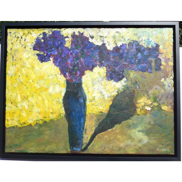 Martha Holden "Lilacs in a Vase" Oil on Canvas Painting, Framed For Sale - Image 10 of 10