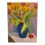 Original Tulips in Blue Vase Still Life Painting For Sale