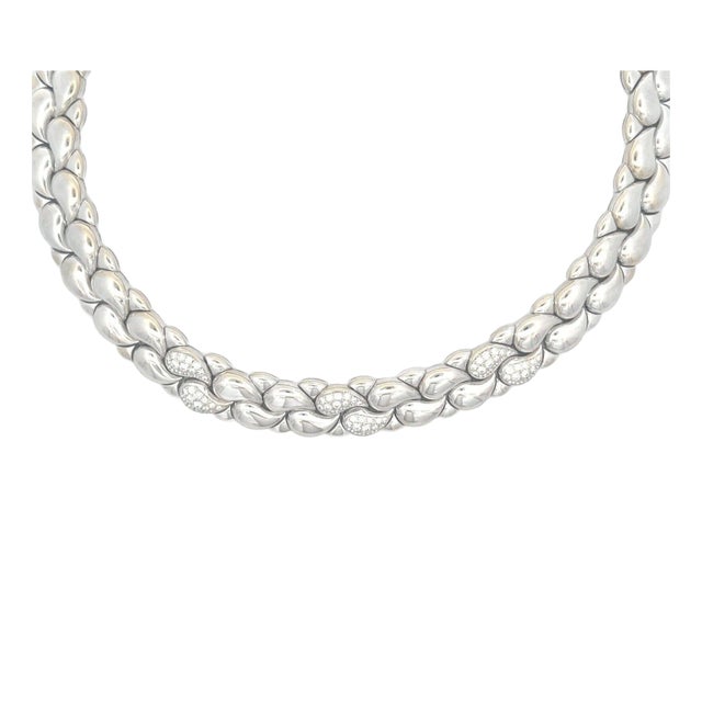 Chopard Casmir Diamond Gold Necklace 18k White Paisley Motifs For Sale